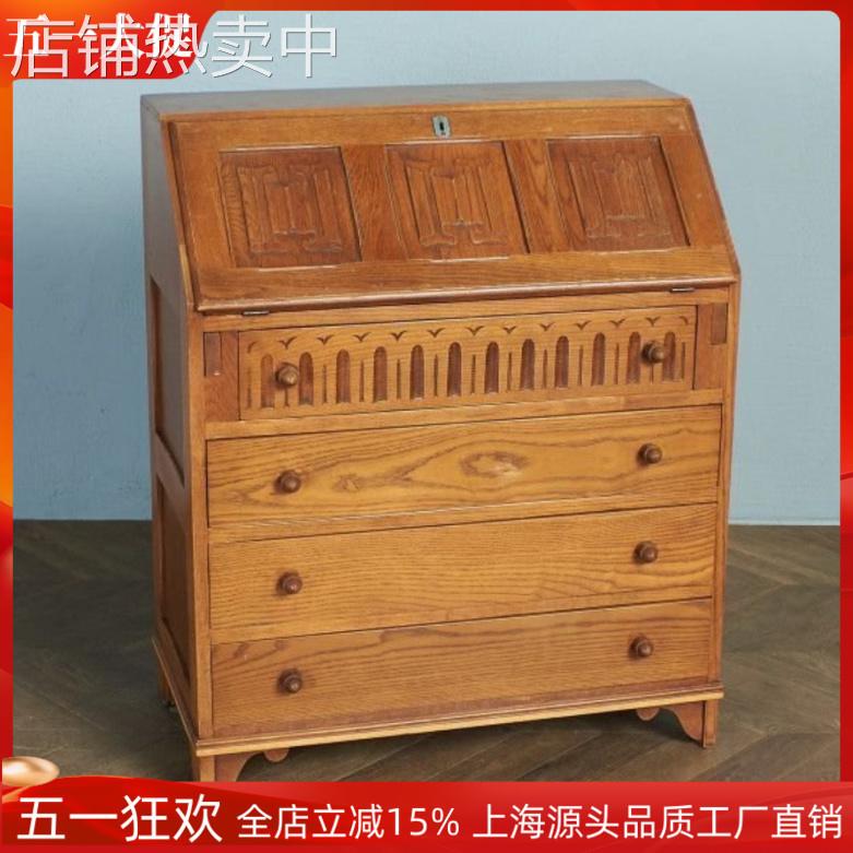 法式复古高斗柜一体梳妆台卧室床头收纳柜子美式实木多功能储物柜