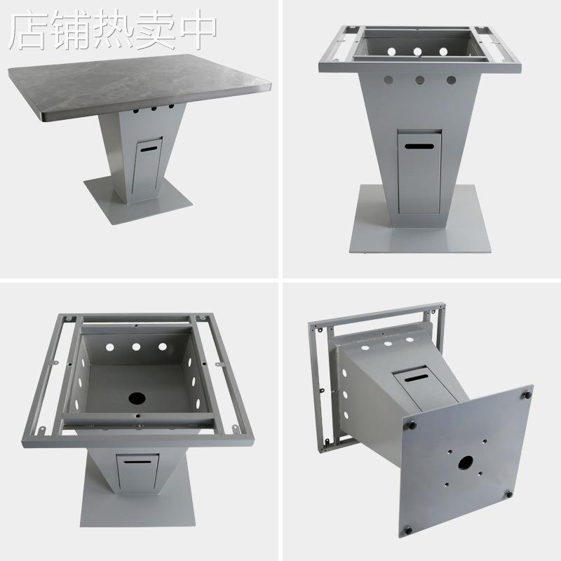 现代简约风金属火锅桌底架新中式餐饮店商用火锅小方桌大理石桌子