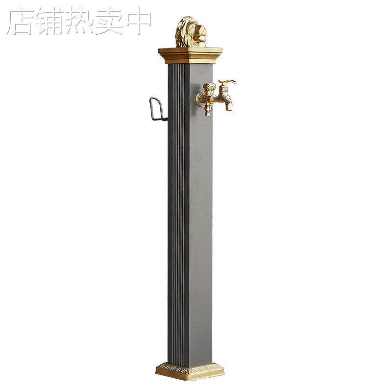 户外铜水龙头立柱防冻复古狮子造型立式水管景观庭院浇花室外花园