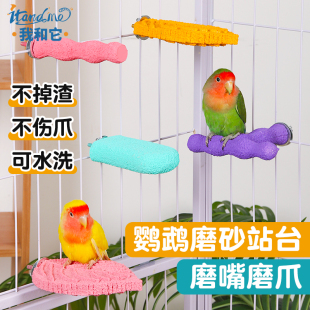 我和它鹦鹉磨爪棒虎皮牡丹鸟用磨砂站杆站架磨嘴器磨牙石用品大全