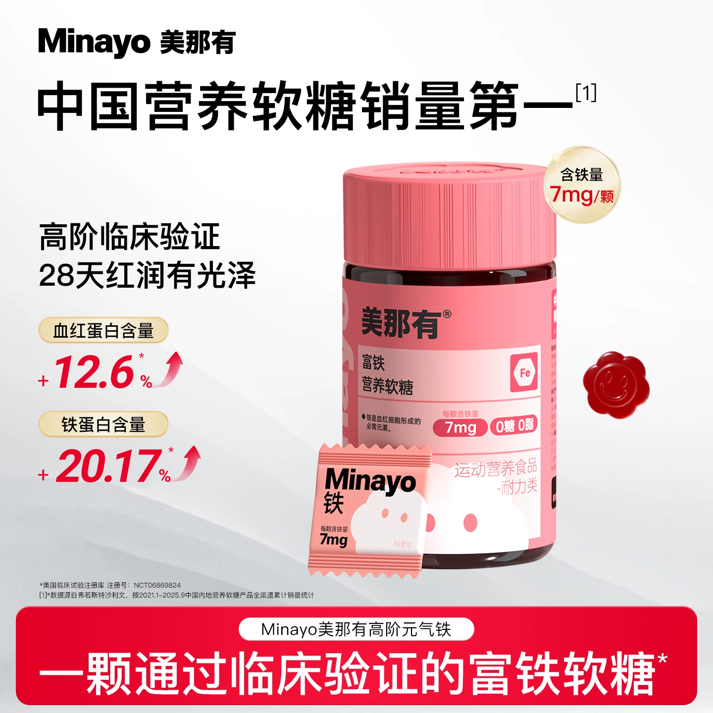 【直播专享】Minayo美那有富铁软糖高阶元气铁女性铁剂孕妇tk