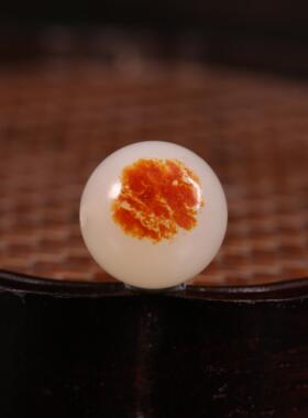 红沁皮单珠圆珠新疆和田玉籽料