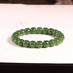 正宗新疆和田玉碧玉籽料手串籽玉老型珠手链天然圆珠单珠直切珠子