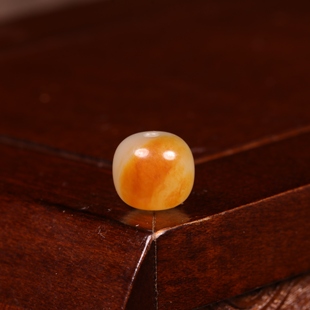 8mm新疆和田玉籽料老型珠黄沁珠子天然和田玉圆珠散珠手串配珠