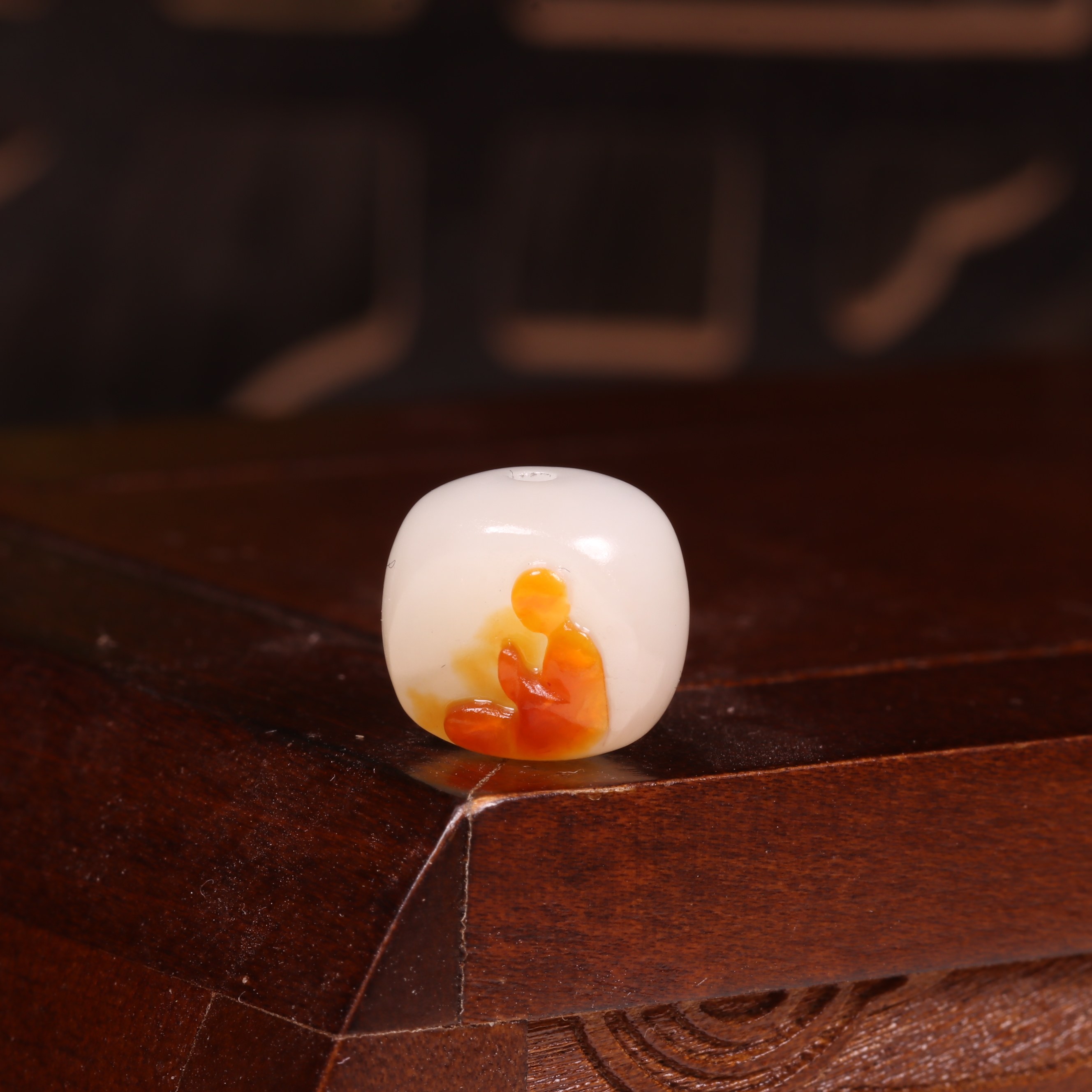 12mm新疆和田玉籽料悟道观音单珠散珠佛像手串白玉红皮文玩手链