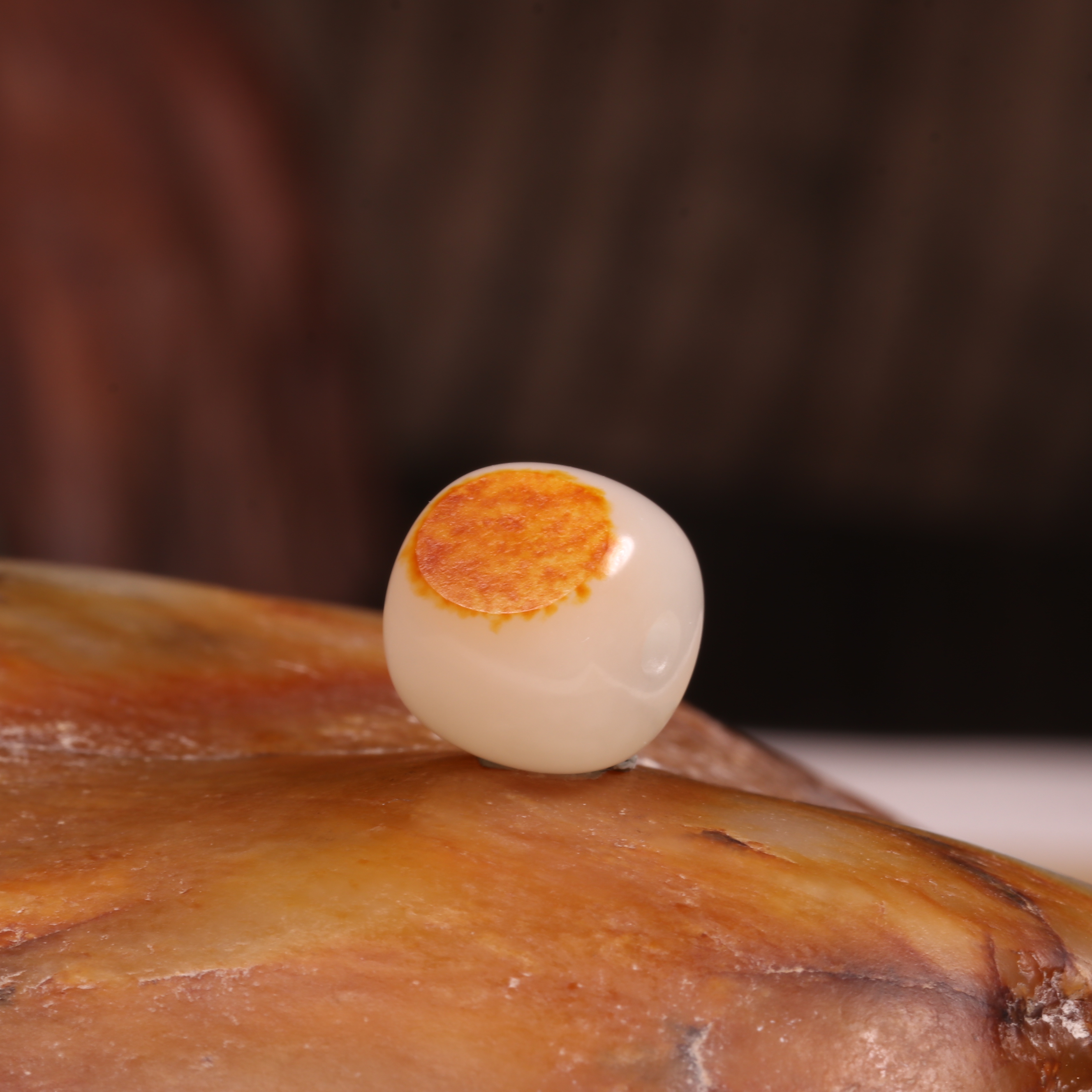 11mm新疆和田玉籽料洒金皮老型珠白玉珠子单珠散珠配珠多宝文玩