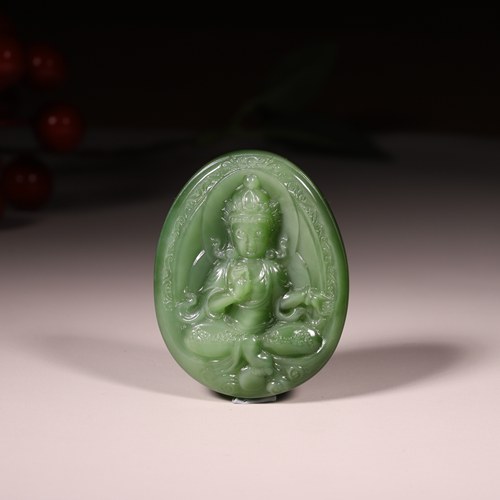 涵玉舍和田玉碧玉观音吊坠