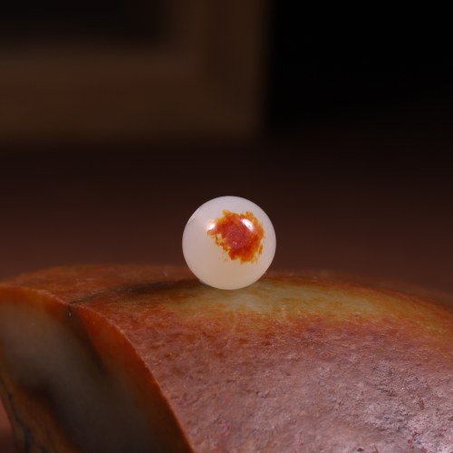 涵玉舍9mm和田玉籽料红皮圆珠