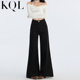 高腰宽松显瘦垂感微喇叭拖地裤 新款 女春夏季 黑色不贴腿阔腿牛仔裤