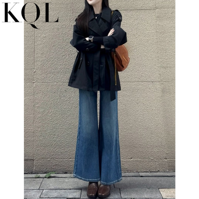 不贴腿微喇牛仔裤女小个子喇叭裤