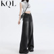 高腰显瘦宽松直筒垂感加长拖地裤 美式 新款 女秋季 黑灰色阔腿牛仔裤