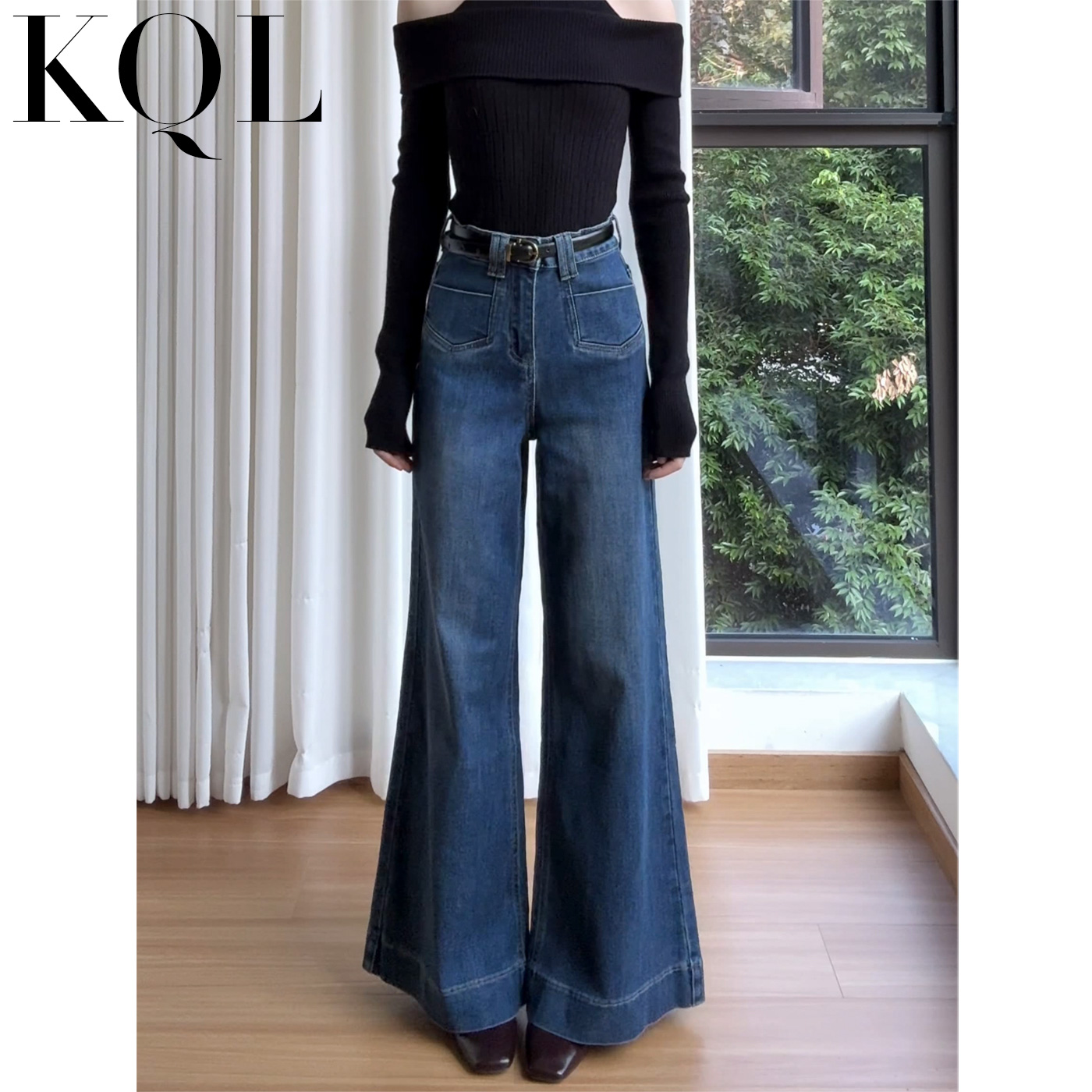 微喇牛仔裤女辣妹不贴腿喇叭裤