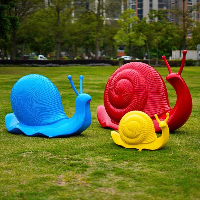 彩色大蜗牛摆件户外公园景区草坪仿真动物玻璃钢雕塑园林景观装饰