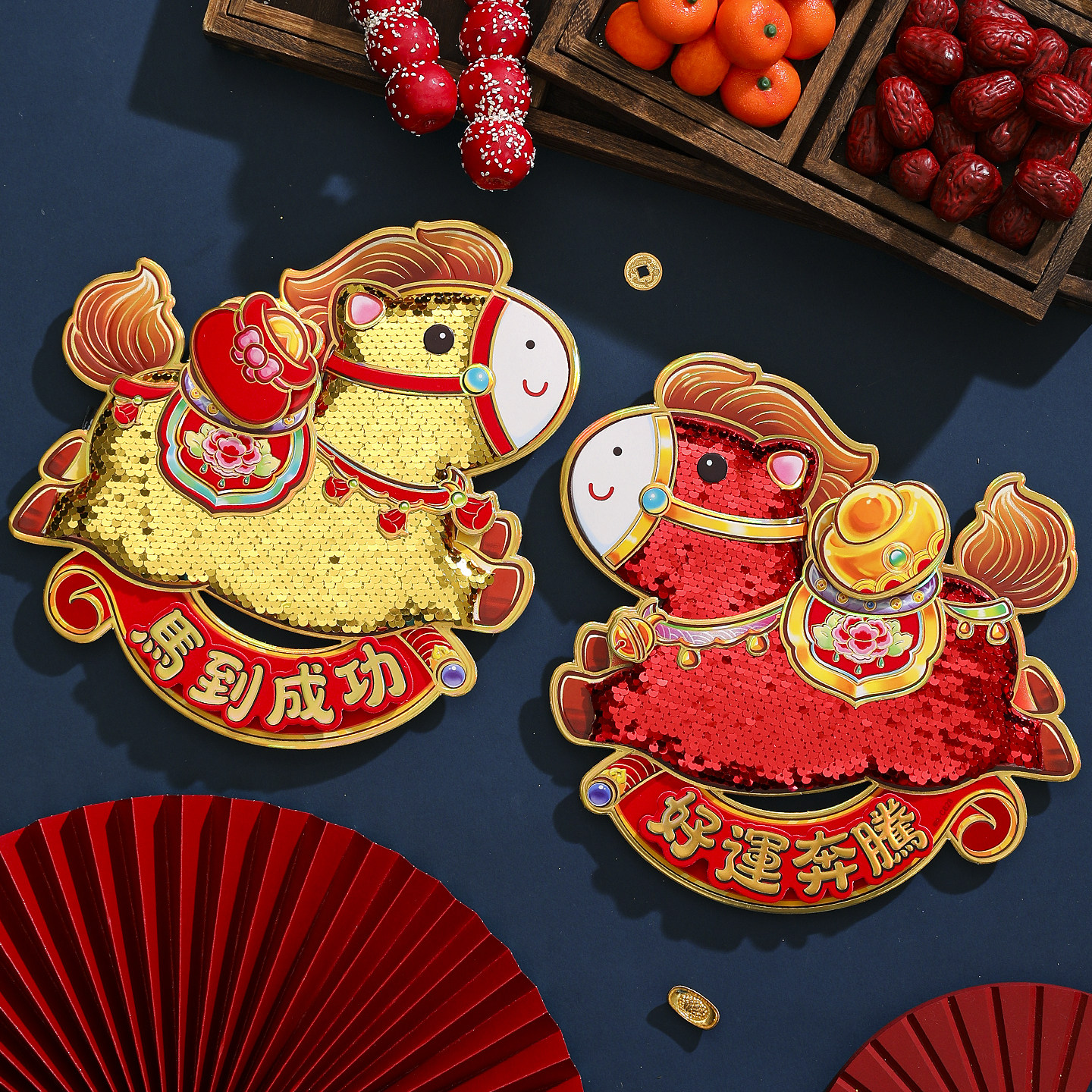 2026马年对贴新款立体卡通生肖对拜贴春节新年装饰福字入户门窗贴,节庆用品/礼品,喜字/剪纸/贴纸,淘宝优惠券,粉丝福利购,淘宝优惠卷