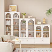 实木书柜落地靠墙玻璃门现代简约书橱家用储物柜自由组合书架