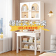 折叠书桌书架一体学生家用小户型伸缩学习桌电脑桌卧室化妆台组合