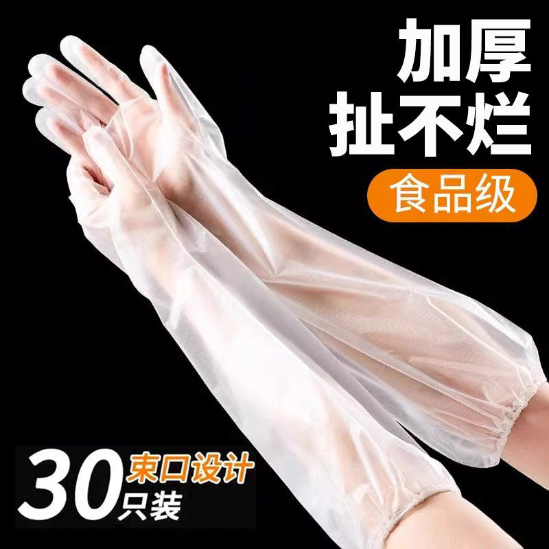 一次性CPE家务手套加长束口厨房洗碗薄款洗衣清洁防水食品级长袖