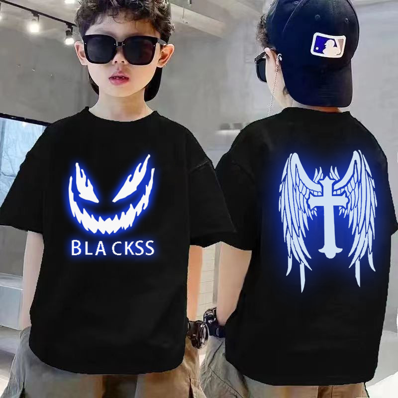 夜光衣服儿童短袖T恤夏季