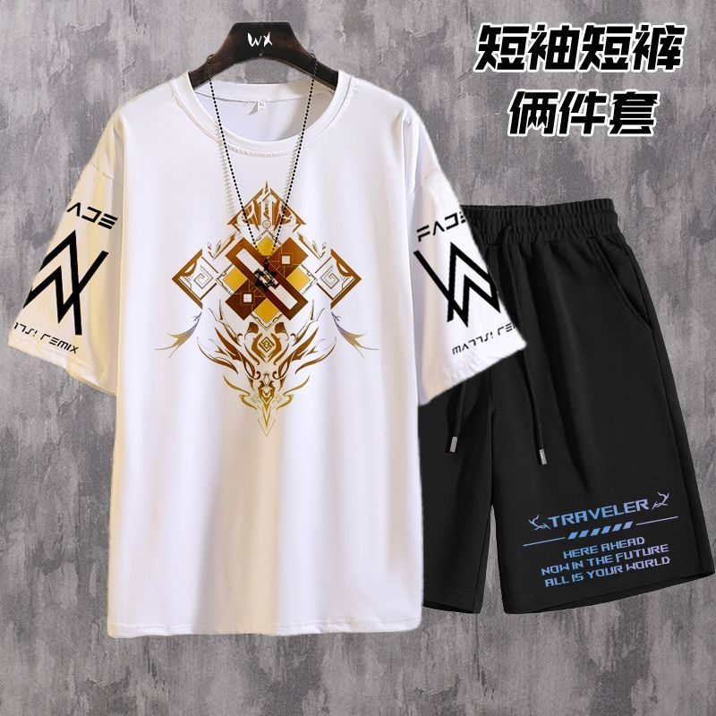 钟离胡桃短袖套装男学生