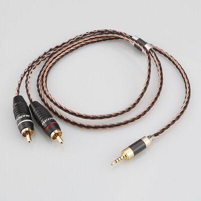 碳纤2.5转2RCA音频线AK240AK380 一分二双莲花平衡输出功放音箱线