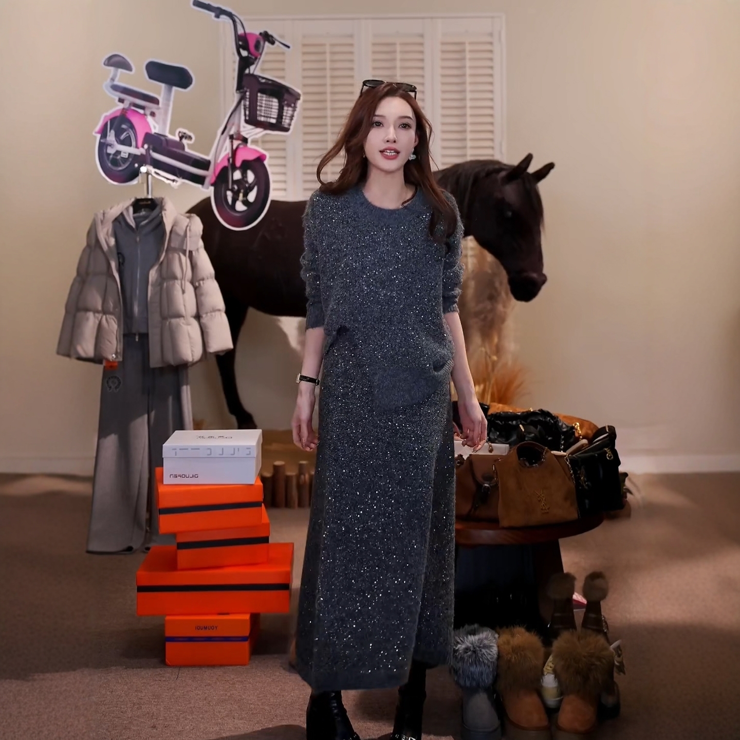 MieleKohler开叉毛衣+半身裙套装