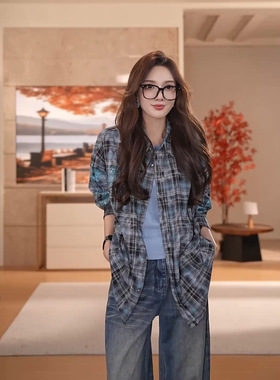 【阿尔卑斯蓝梦】秋季新款格纹女百搭衬衫MKAQ69272【澳门小源】