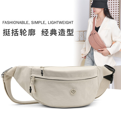 春夏新款腰包女小斜挎包运动骑行胸前包女式单肩挎包潮轻便尼龙布