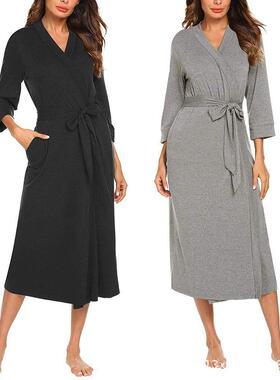 2025 Seven Sleeve Solid Color Long Home Sleeper Robe