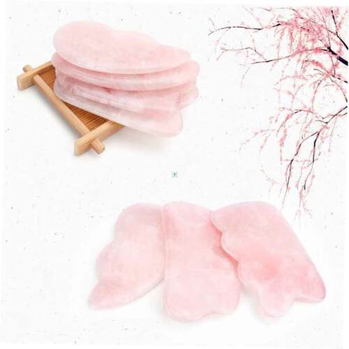 Natural Rose Quartz Jade Guasha Stone Board Massage Gua