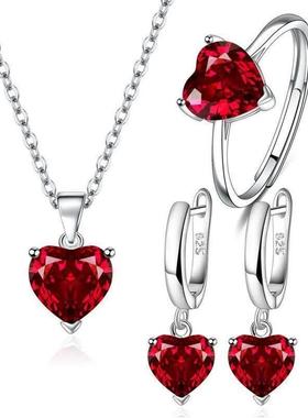925 Sterling Silver Jewelry Sets For Women Heart Zircon Ring