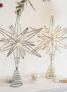 Christmas Tree Toppers Star With LED String Lights Ornaments