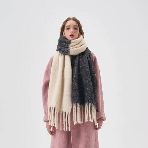 Colorblock Woman Scarves Imitation Cashmere Scarf Big Size W