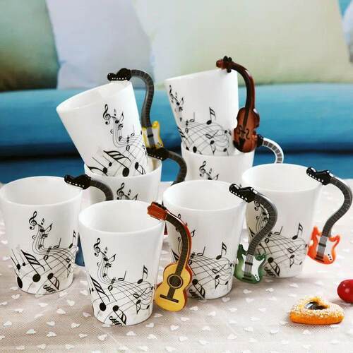 240ml Creative Music Ceramic Mug Guitar Violin Style Cute Co