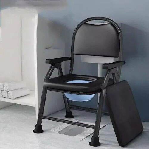 Foldable Toilet Seat Chair Adjustable Soft Adult Commode