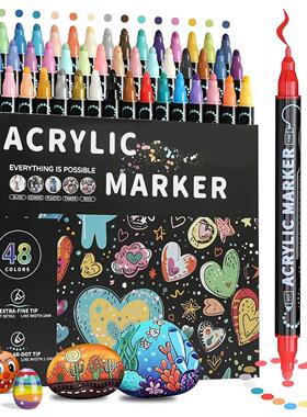 12/24/36/48 Colors Dual Tip Acrylic Paint Pens Markers for