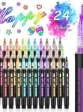 24 Color Double Line Outline Art Pen Marker Pen DIY Graffiti