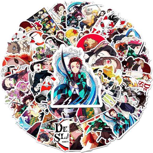 50pcs Demon Slayer Anime Stickers for Laptop Car Skateboard
