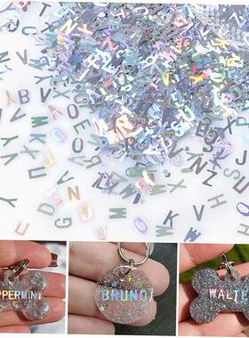 Holographic Glitter English Alphabet Flakes For Epoxy Resin