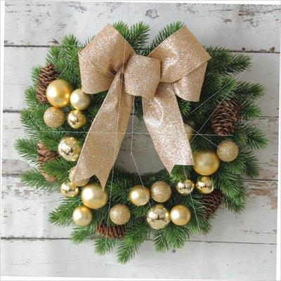 Bow Christmas ball wreath home door hanging ornament花环