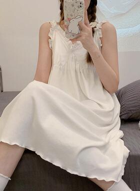 Summer White nightgown Pajamas for Women Night Dress白色睡裙