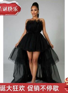 Elegant Mesh Tulle Wedding Party Dress for Women Strapless O