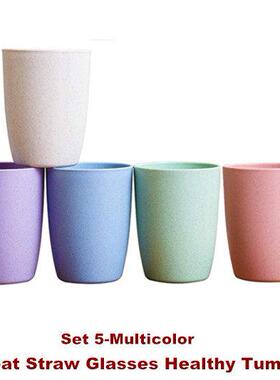 Wheat Straw Glass Tumblers Reusable Drinking Glasses Cup