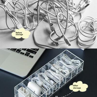 data cable storage box with cover power charging cable finis