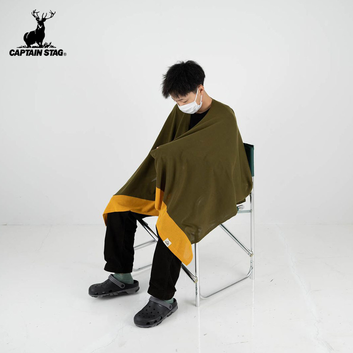 日本鹿牌CAPTAIN STAG阻燃斗篷户外露营防火山系休闲针织保暖披肩