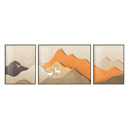 背靠金山家有靠山客厅背景墙装饰画现代轻奢挂画简约大气高档壁画