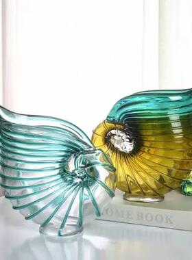 新中式玻璃花瓶插花器海罗花瓶复古轻奢摆件插花器装饰