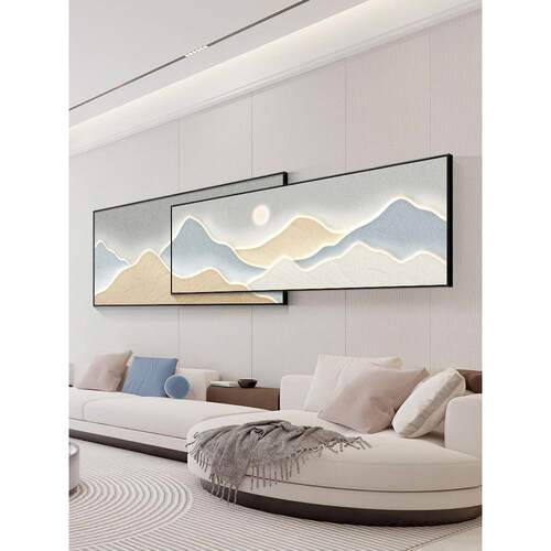 大气轻奢客厅装饰画背有靠山壁画奶油风高级感沙发背景墙山水挂画