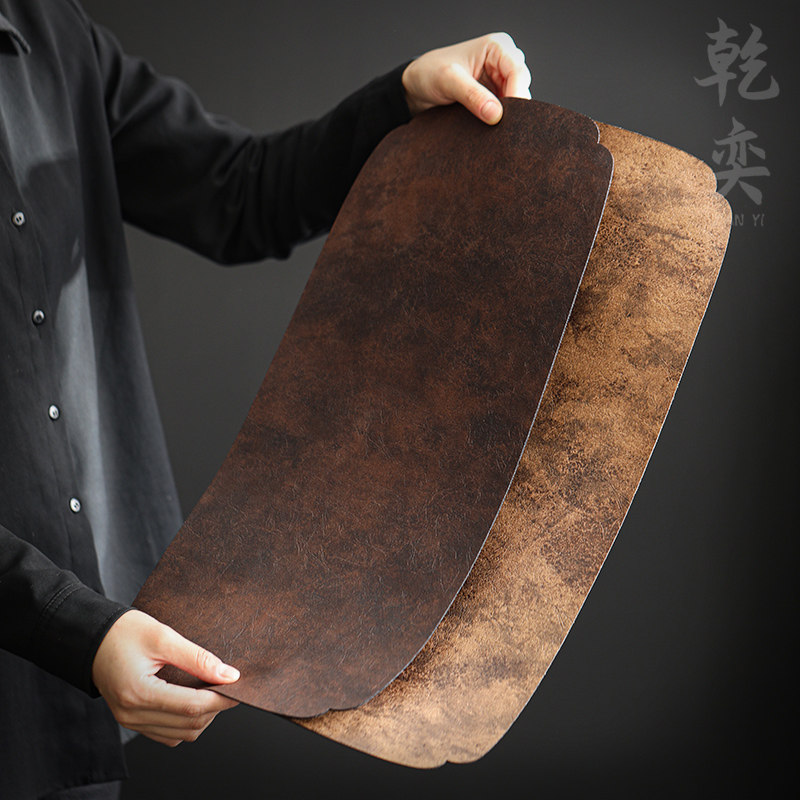 新中式禅意干泡一人茶席垫子高端彷皮革桌旗家用轻奢防水茶巾桌布