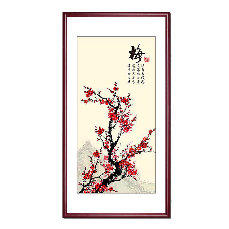 玄关挂画中式梅花国画客厅进门墙对面过道走廊尽头新中式装饰画