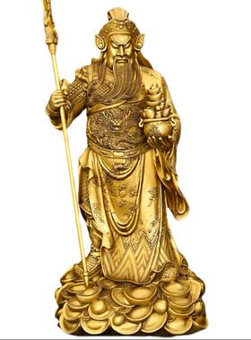 托宝关公摆件纯铜立刀关羽武财神关二爷家用客厅神像大号门店开业